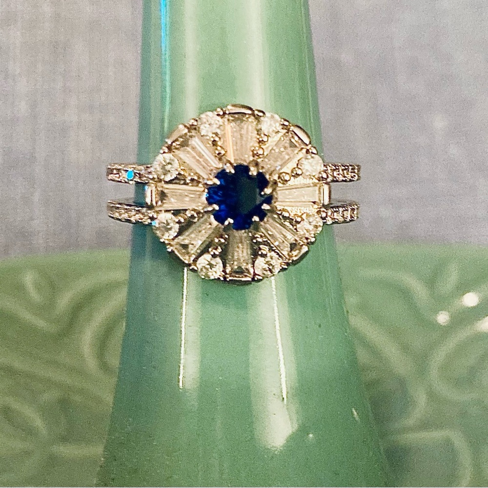 Bomb Party - “Carousel of Sparkle” Ring - Sapphire/Rhodium - Size 7